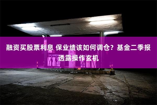 融资买股票利息 保业绩该如何调仓？基金二季报透露操作玄机