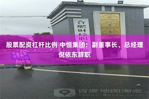 股票配资杠杆比例 中恒集团：副董事长、总经理倪依东辞职