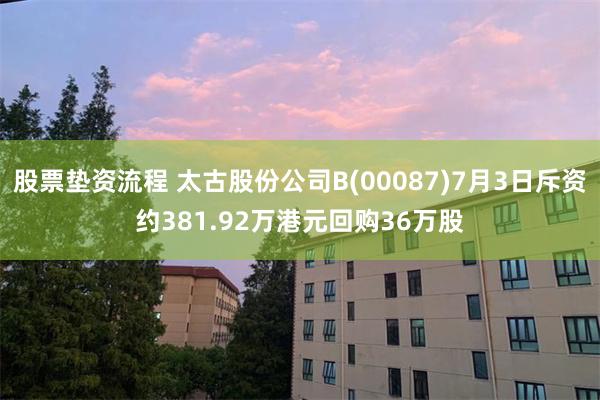 股票垫资流程 太古股份公司B(00087)7月3日斥资约381.92万港元回购36万股